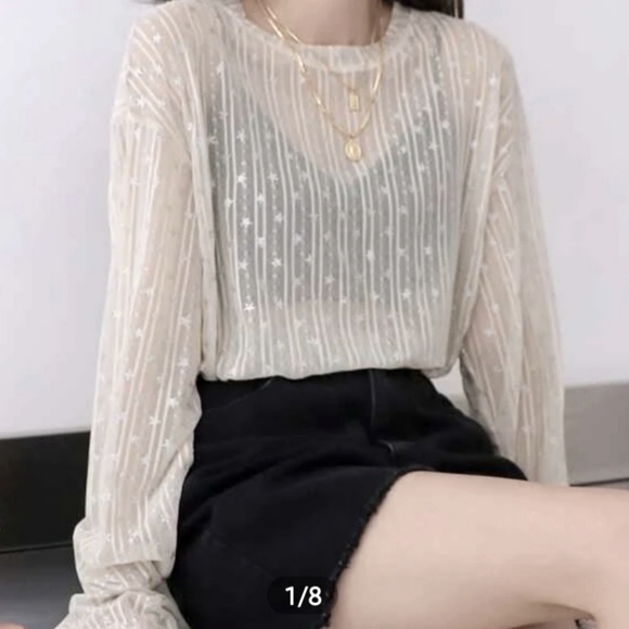 Drop Shoulder Sheer Top - Picture 4 of 4